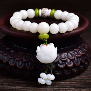 Buddha Gift Lotus Natural White Bodhi Seed Luck Bracelet