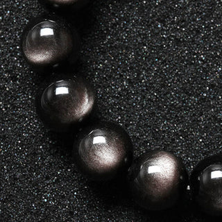 Buddha Gift Natural Silver Sheen Obsidian Soothing Protection Bracelet