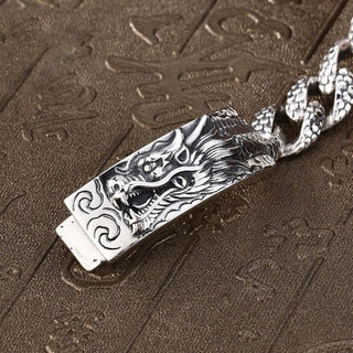 Buddha Gift Retro Dragon Scale Pattern Engraved Protection Bracelet