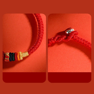 Buddha Gift Year of the Dragon 925 Sterling Silver Chinese Zodiac Cinnabar Auspicious Matches Blessing Bracelet