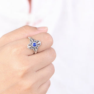 Buddha Gift Tibet 925 Sterling Silver Natural Lazurite Positive Adjustable Ring