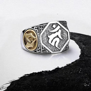 Buddha Gift 925 Sterling Silver Sanskrit Design Carved Protection Adjustable Ring