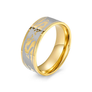 Buddha Gift Dragon Carved Protection Strength Titanium Steel Ring