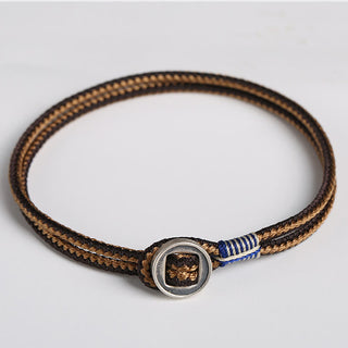 Buddha Gift  925 Sterling Silver Handmade Button Protection Weave String Bracelet