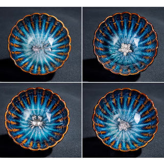 Buddha Gift Lotus Goldfish Auspicious Dragon Phoenix Ceramic Teacup Inlaid Tea Cups 130ml