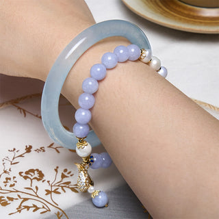 Buddha Gift Inner Peace And Stress Relief Aquamarine Jade Blue Bracelet Bangle Bundle
