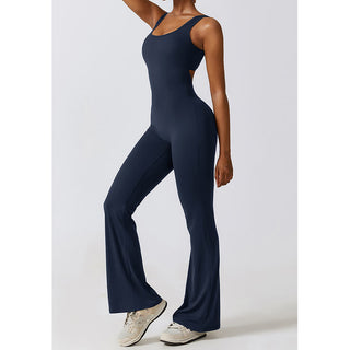Buddha Gift Women Workout Sleeveless Jumpsuit Flare Pants Sports Fitness Yoga Bodysuit