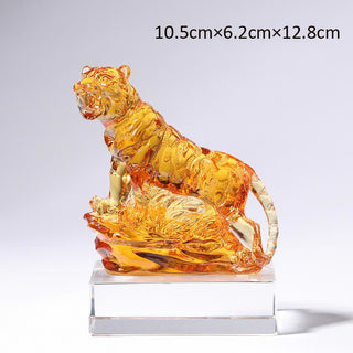 Buddha Gift Handmade Liuli Crystal Tiger Art Piece Protection Home Decoration