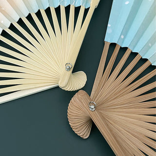 Buddha Gift Retro Lotus Flower Leaf Mountain Lake Handheld Folding Fan With Bamboo Frames