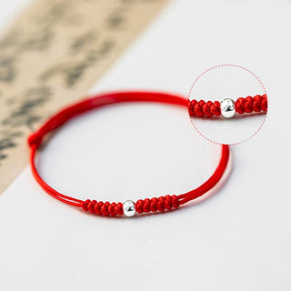 Buddha Gift 925 Sterling Silver Luck Bead Protection Red String Braided Bracelet