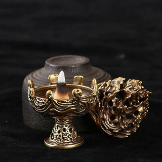 Buddha Gift Tibetan Mini Mountain Pattern Meditation Copper Alloy Incense Burner