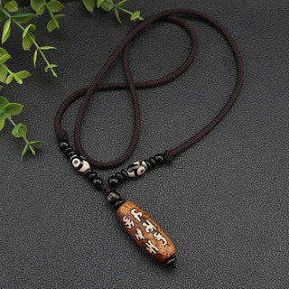 Buddha Gift Tibet Om Mani Padme Hum Dzi Bead Avalokitesvara Pattern Wealth Necklace Pendant