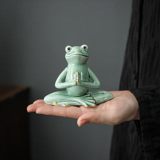 Buddha Gift Meditating Ceramic Zen Frog Statue Decoration