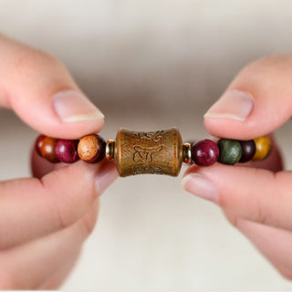 Buddha Gift Tibet Multicolored Sandalwood Om Mani Padme Hum Protection Bracelet