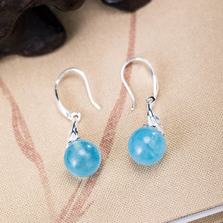 Buddha Gift 925 Sterling Silver Natural Aquamarine Leaf Flower Peace Earrings Necklace