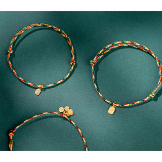 Buddha Gift Auspicious Fu Character Peace And Joy Luck Handmade Multicolored Child Adult Bracelet