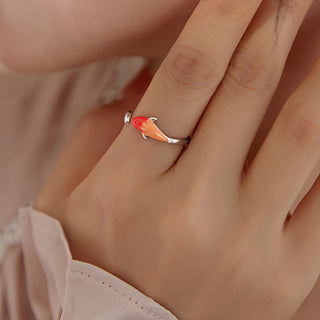 Buddha Gift Koi Fish Copper Balance Luck Adjustable Ring