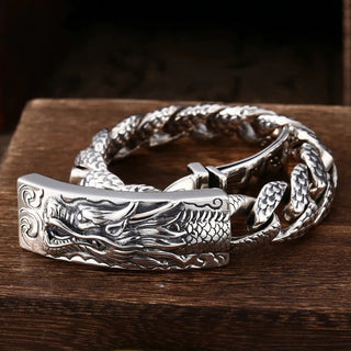 Buddha Gift Retro Dragon Scale Pattern Engraved Protection Bracelet