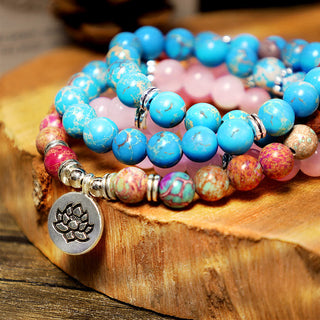 Buddha Gift Tibetan Purple Miano Real Bead Harmony Lotus Mala