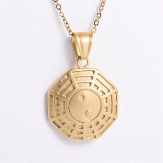 Buddha Gift Bagua Yin Yang Titanium Steel Balance Necklace Chain Pendant