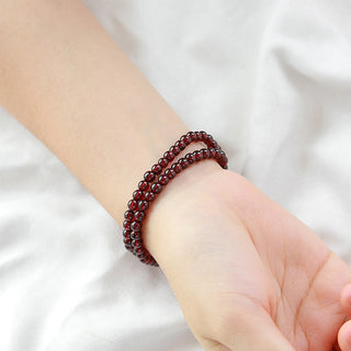 Buddha Gift 14K Gold Plated Natural Garnet Strawberry Quartz Stability Double Wrap Bracelet