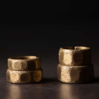 Buddha Gift Tibetan Simple Design Copper Brass Frosted Wealth Ring