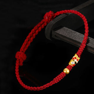 Buddha Gift 999 Gold Luck Koi Fish Handcrafted Braided String Bracelet