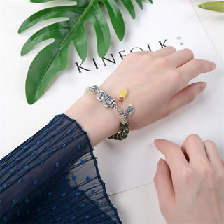 Buddha Gift 925 Sterling Silver Natural Hetian Jade Amber PiXiu Luck Bracelet