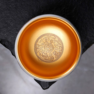 Buddha Gift Dragon Gilt Gourd Ceramic White Porcelain Teacup Kung Fu Tea Cup 160ml
