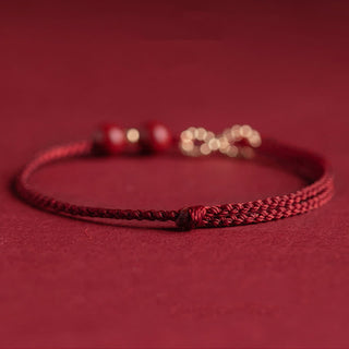 Buddha Gift Cinnabar Blessing Red String 14K Gold Infinity Symbol Bracelet Anklet