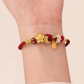 Buddha Gift Peach Blossom Happiness Charm Luck Red String Bracelet