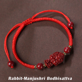 Buddha Gift Chinese Zodiac Natal Buddha Cinnabar Amulet Blessing String Bracelet