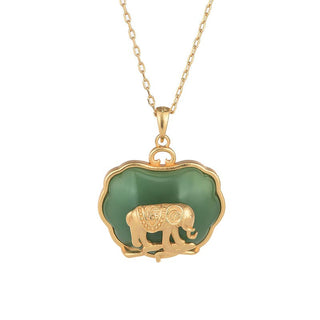 Buddha Gift Natural Jade Elephant Healing Necklace Pendant