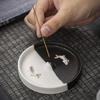 Buddha Gift Koi Fish Pattern Spiritual Healing Ceramic Incense Stick Burner Decoration