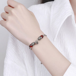 Buddha Gift Garnet Double PiXiu Copper Coin Protection Chain Bracelet