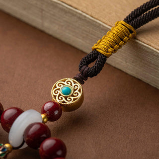 Buddha Gift Natural Cinnabar Wish Ruyi Peace Blessing Car Hanging Decoration