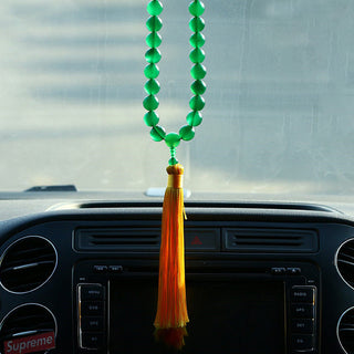 Buddha Gift Natural Green Agate Wrist Mala Power Tassels Pocket Mala Car Decoration