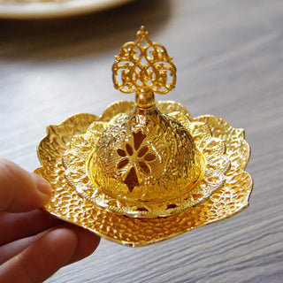 Buddha Gift Gold Leaf Coaster Spiritual Mini Alloy Metal Incense Burner