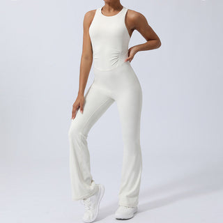 Buddha Gift Women Workout Crisscross Sleeveless Flare Jumpsuit Sports Fitness Yoga Bodysuit