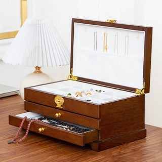 Buddha Gift Retro Wooden Jewelry Box Three-Layer Jewelry Storage Box