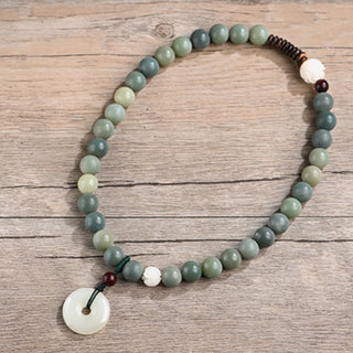 Buddha Gift Cyan Bodhi Seed Lotus Jade Peace Buckle Wisdom Double Wrap Bracelet