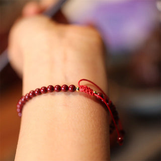 Buddha Gift Natural Cinnabar Blessing Red String Braided Bracelet Anklet