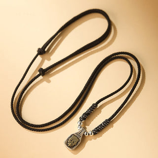 Buddha Gift Tibetan 925 Sterling Silver Zakiram Goddess of Wealth Protection Rope Necklace Pendant