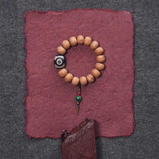 Buddha Gift Tibet Bodhi Seed Dzi Bead Peace Charm Wrist Mala Bracelet
