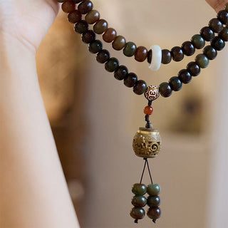 Buddha Gift 108 Mala Beads Dunhuang Color Bodhi Seed Dzi Bead Keep Away Evil Spirits Bracelet