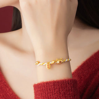 ❗❗❗A Flash Sale- Buddha Gift 925 Sterling Silver Year Of The Dragon Dumpling Design Attract Fortune Luck Braided Bracelet