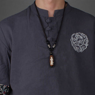 Buddha Gift Tibet Om Mani Padme Hum Dzi Bead Avalokitesvara Pattern Wealth Necklace Pendant