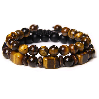 Buddha Gift Tiger Eye Frosted Stone Hematite Courage Bracelet