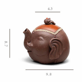 Buddha Gift Cute Elephant Auspicious Clouds Purple Clay Ceramic Teapot