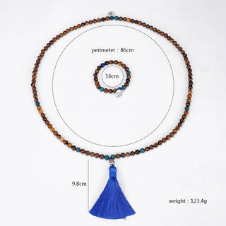 Buddha Gift 108 Mala Beads Tiger Eye Buddha Strength Bracelet Tassel Necklace Pendant